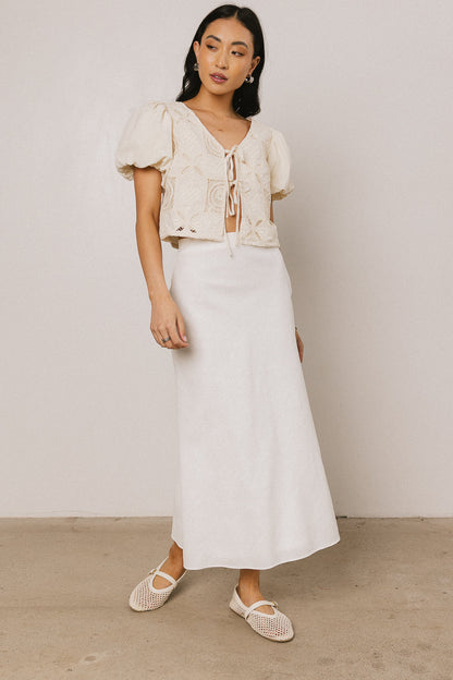 Sylas Embroidered Blouse in Ivory FINAL SALE