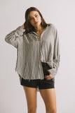 Gia Striped Button Up in Black