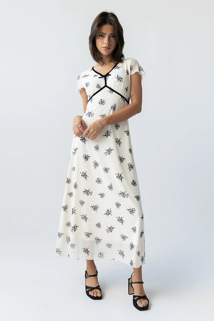 Neo Mesh Maxi Dress in Ivory