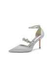 Satin High Heels with Rhinestone Strap