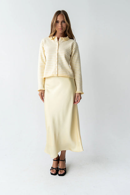 Brenna Striped Cardigan in Yellow