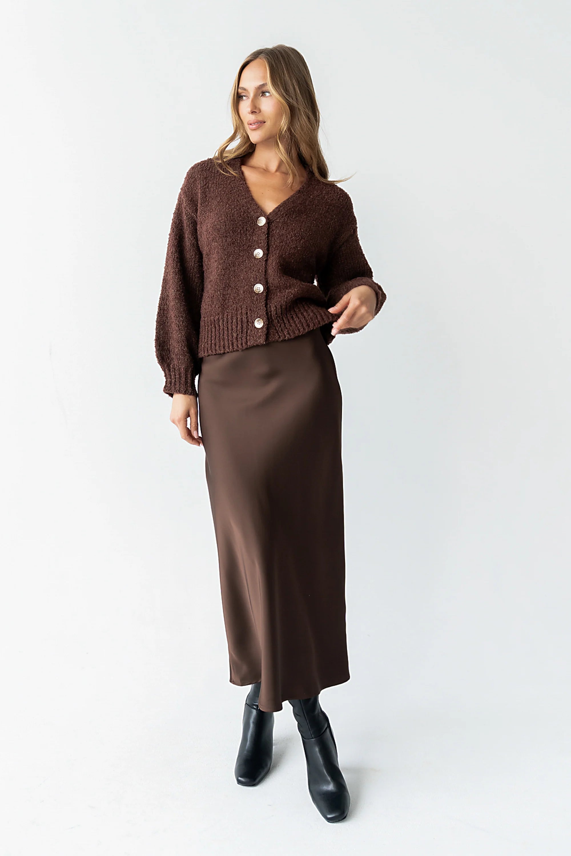Markie Knit Cardigan in Brown