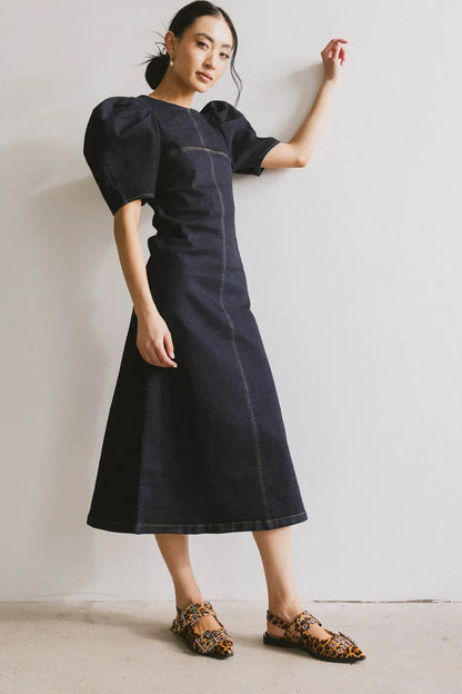 Campbell Denim Dress in Dark Wash FINAL SALE