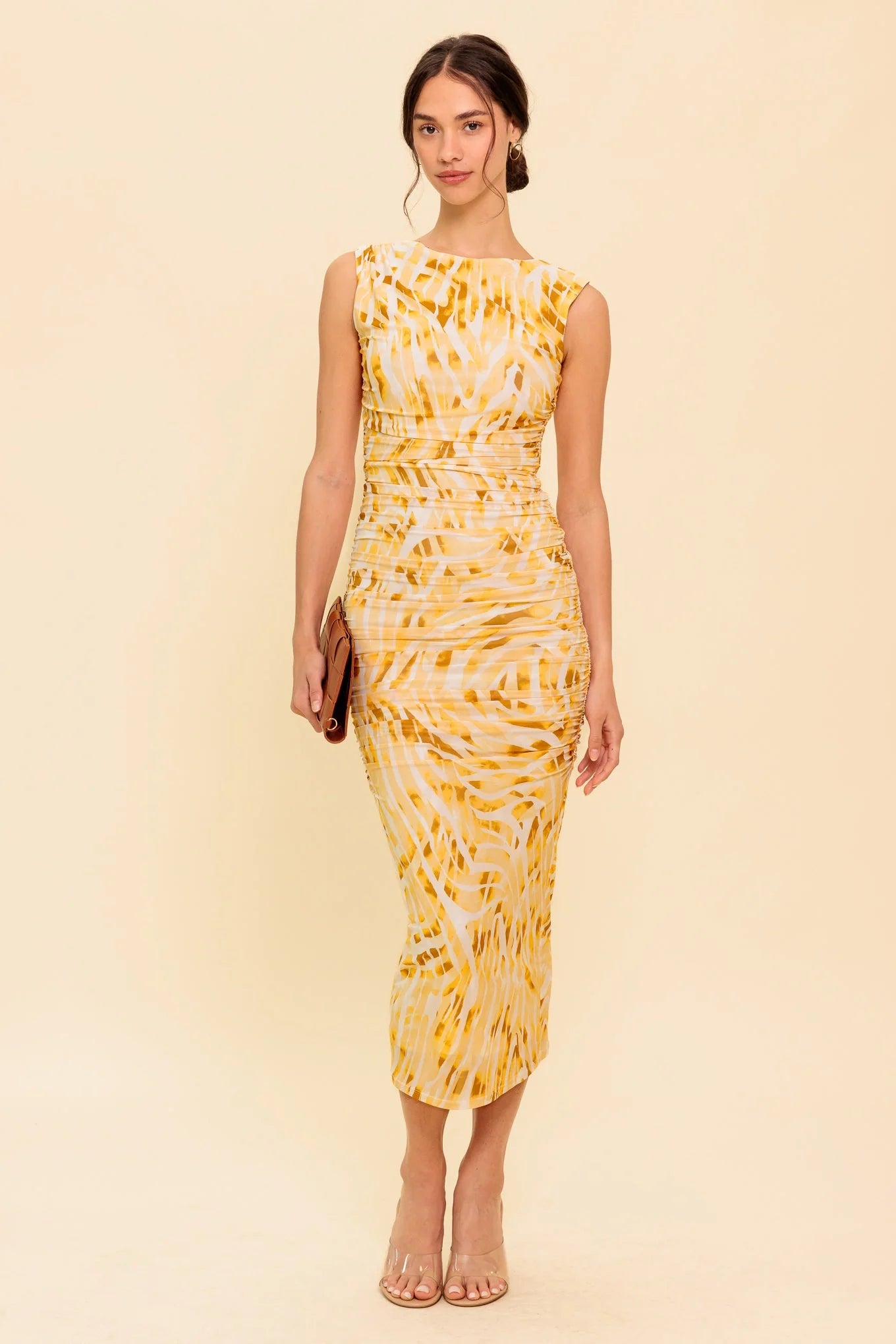Wild As Ever Power Mesh Cheetah Print Bodycon Midi Dress