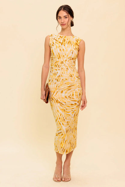 Wild As Ever Power Mesh Cheetah Print Bodycon Midi Dress