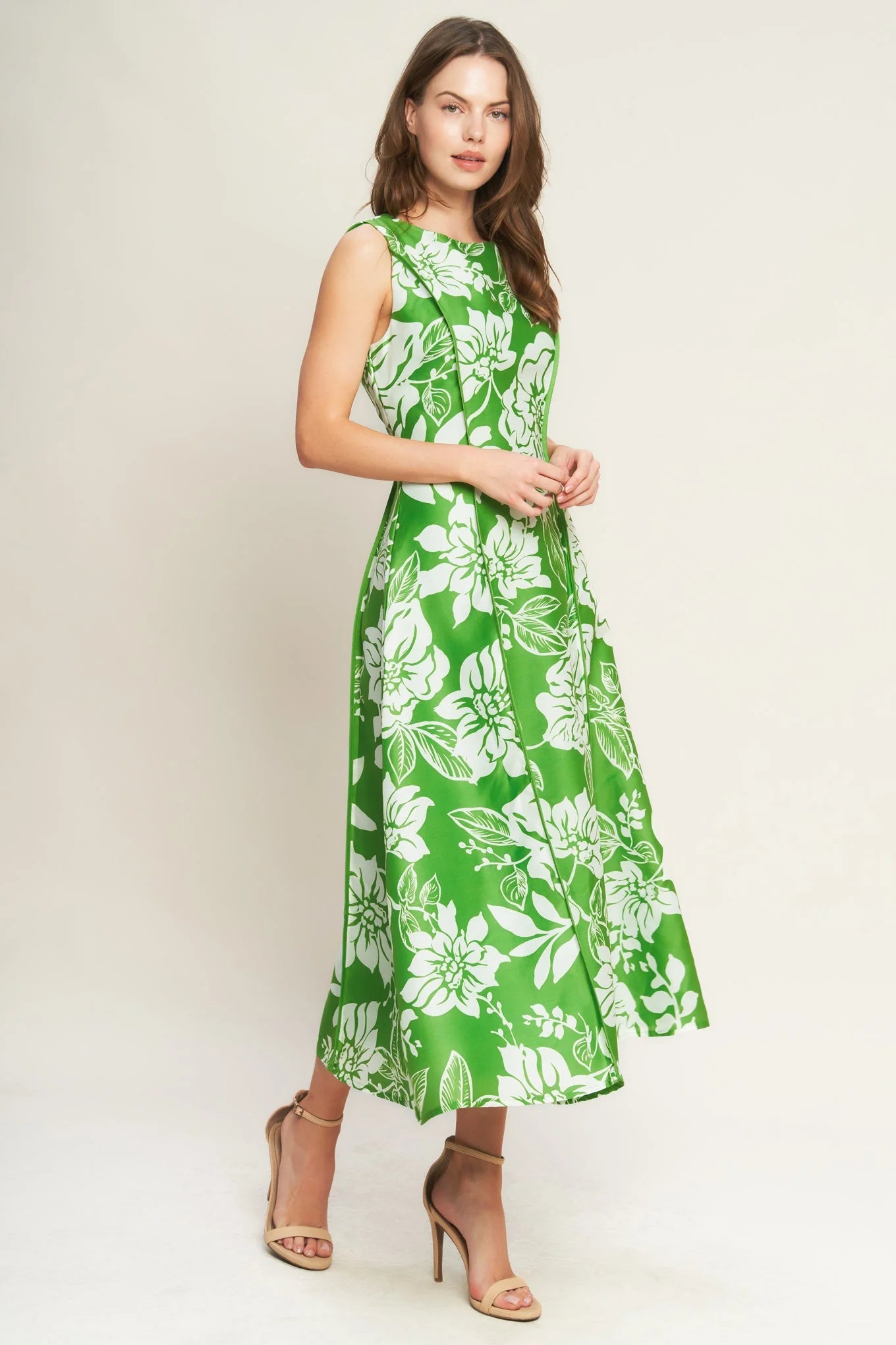 GARDEN GODDESS GREEN MIDI DRESS FINAL SALE
