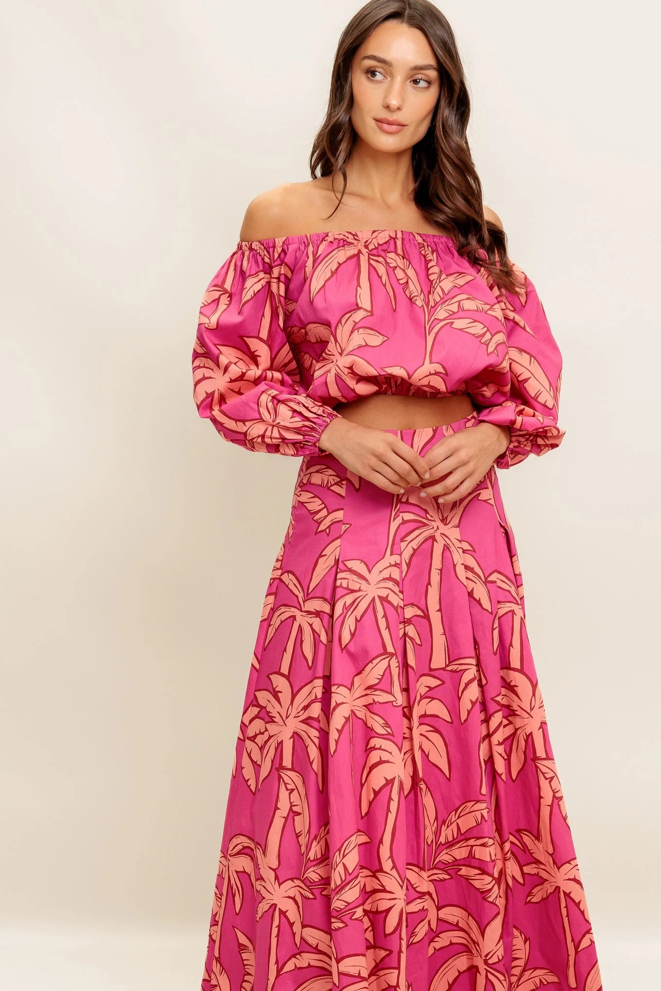 Staci Off Shoulder Top Circle Midi Skirt Set