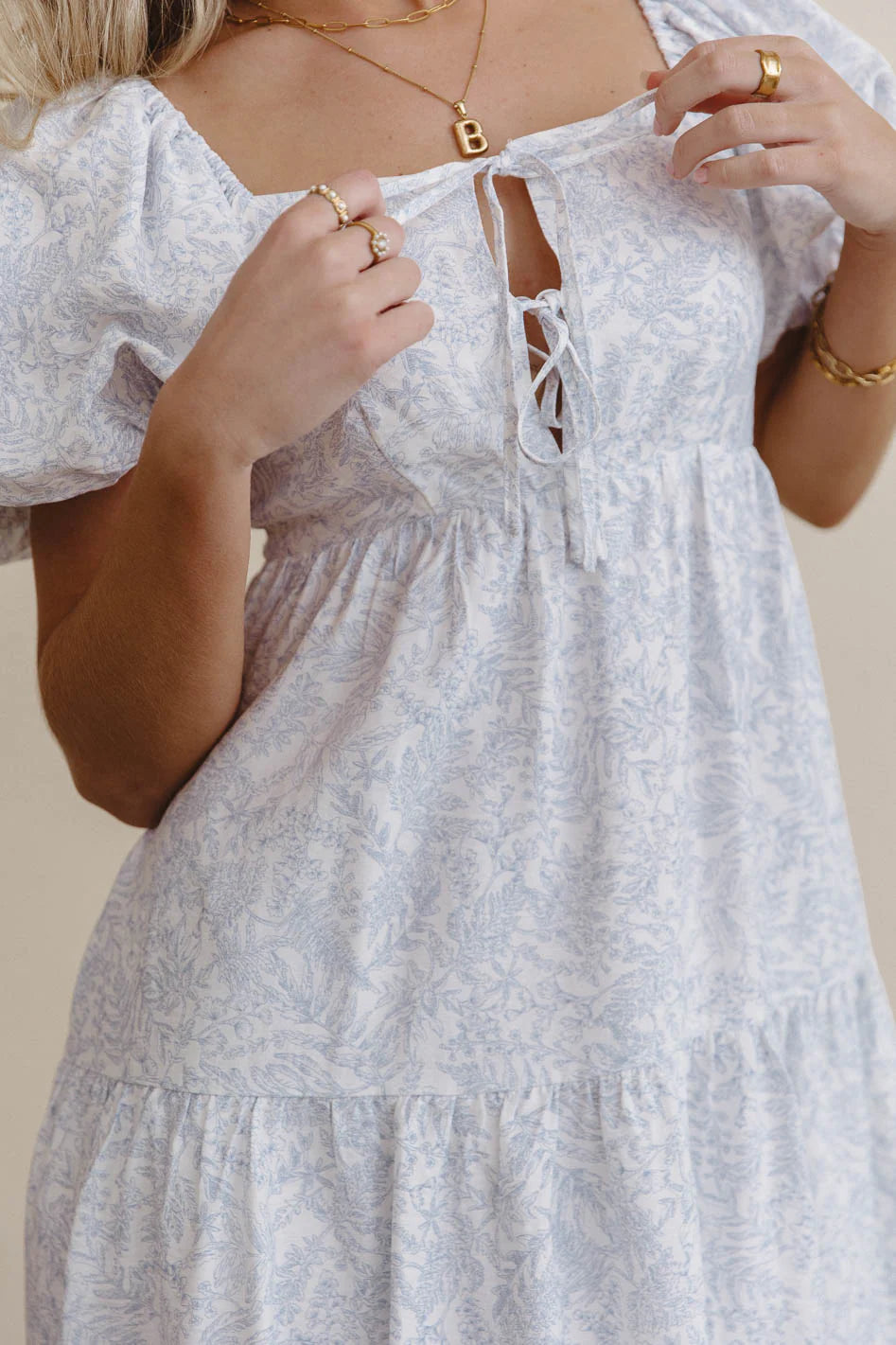 Kelsie Floral Midi Dress in Blue FINAL SALE