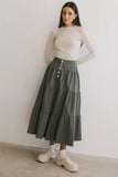 Luna Tiered Maxi Skirt in Sage FINAL SALE