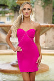 Millionaire Mini Dress Crystal Chain Hot Pink Cocktail Dress