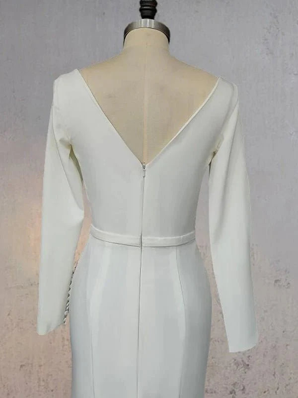 Mermaid Scoop Neck V Back Satin Wedding Dress