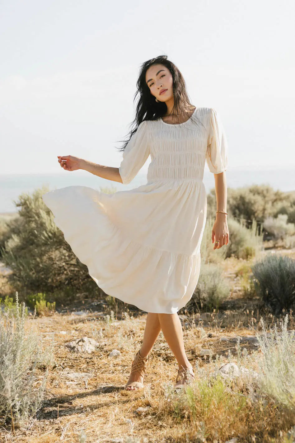 Olivia Faux Smocked Midi Dress FINAL SALE