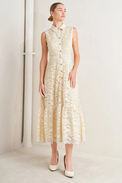 PURELY ROMANTIC LACE MIDI DRESS