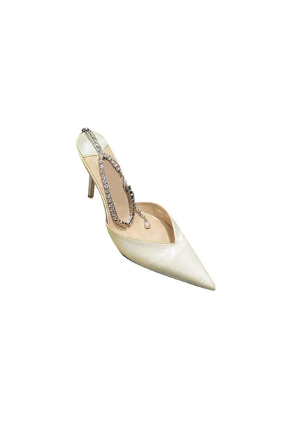 Off White Stiletto Ankle High Heel Sandals