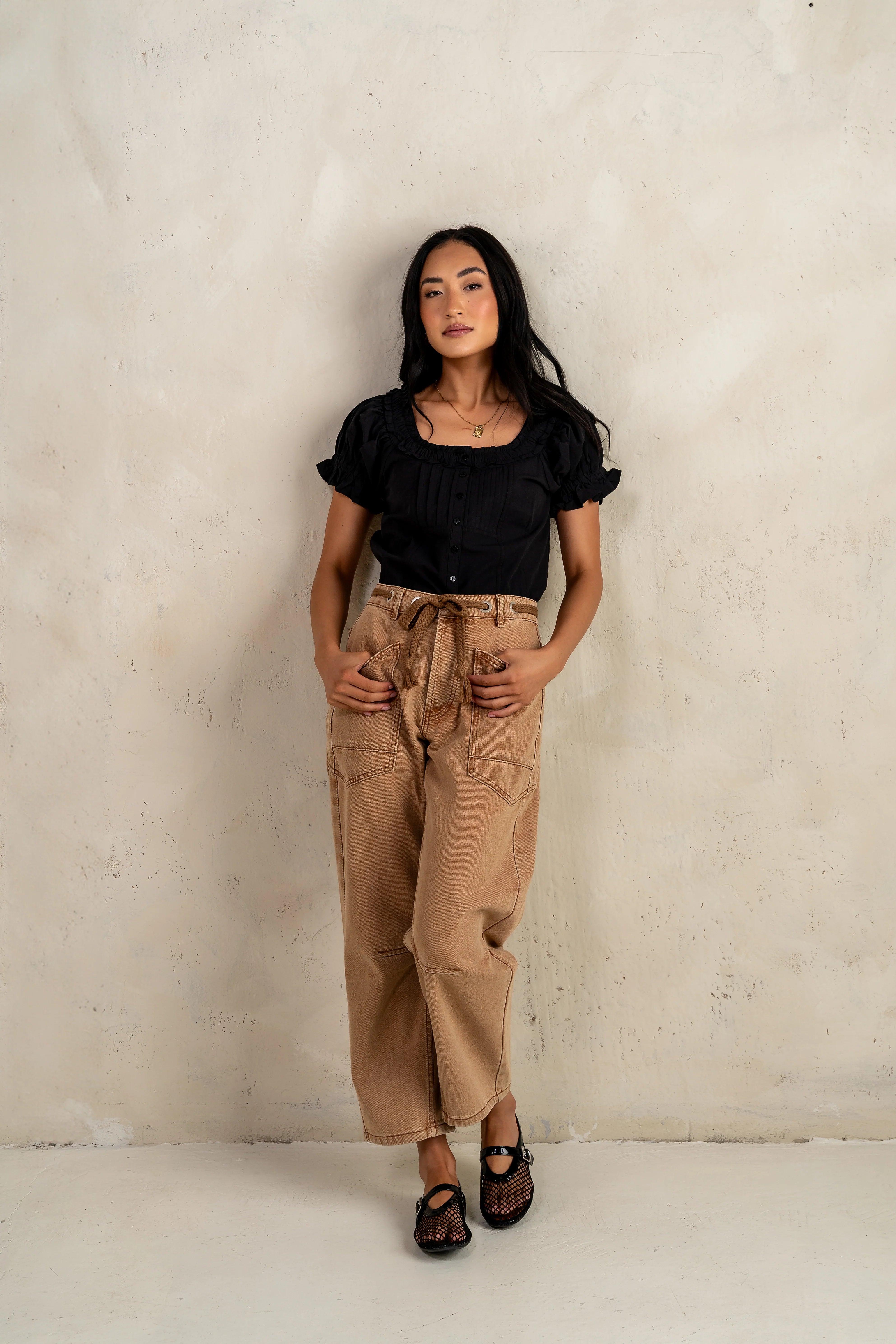 Jocelyn Barrel Jeans in Rust FINAL SALE