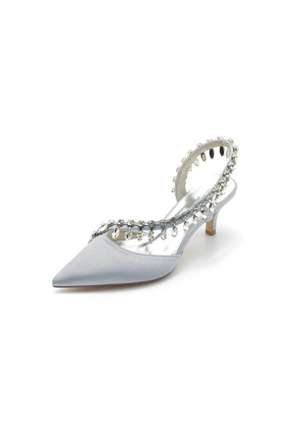 Rhinestone Beaded Pointed Toe High Heels