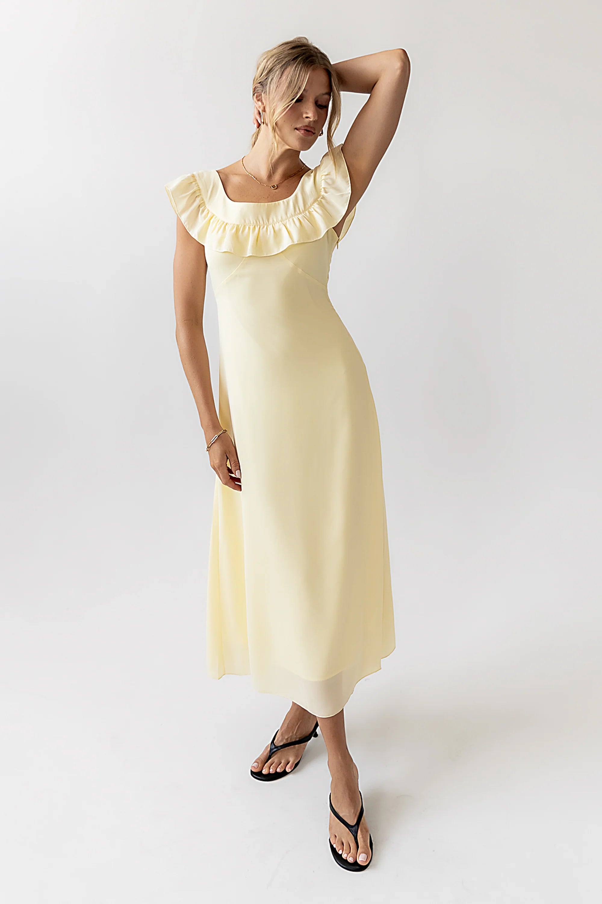 Lydia Ruffle Maxi Dress in Yellow FINAL SALE