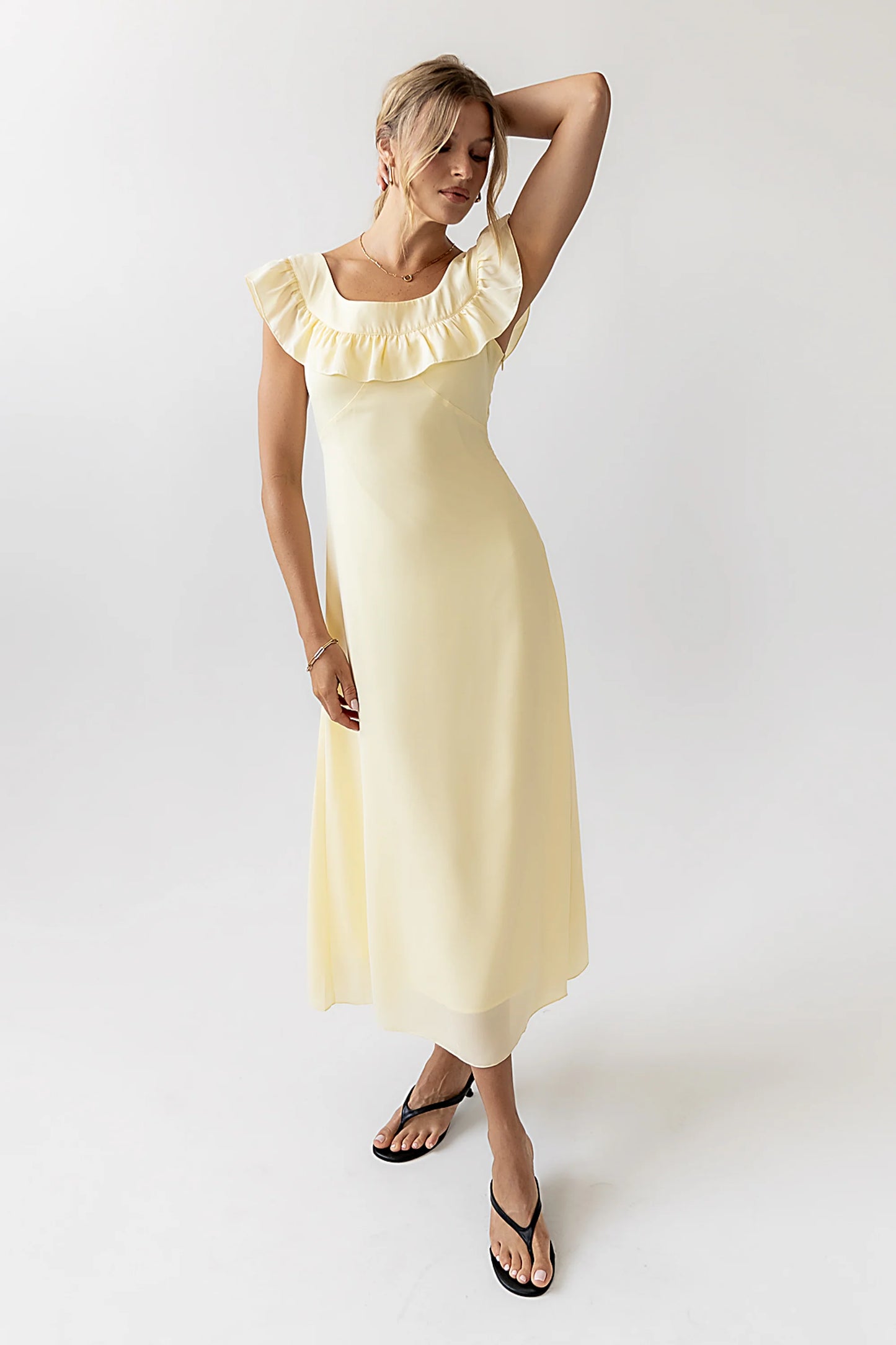 Lydia Ruffle Maxi Dress in Yellow FINAL SALE