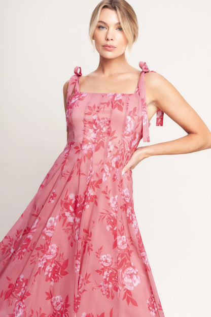 ROMANTIC CANOPY PINK MIDI DRESS