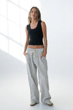Becky Striped Wide Leg Jeans in White