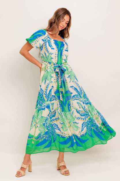 MADDISON MAXI DRESS GREEN BLUE