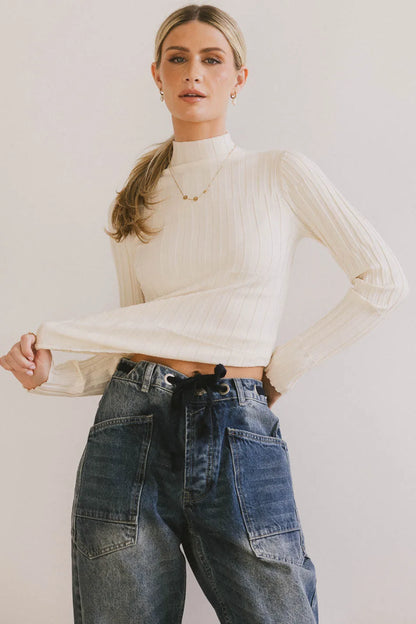 Winnie Ribbed Top in Cream FINAL SALE