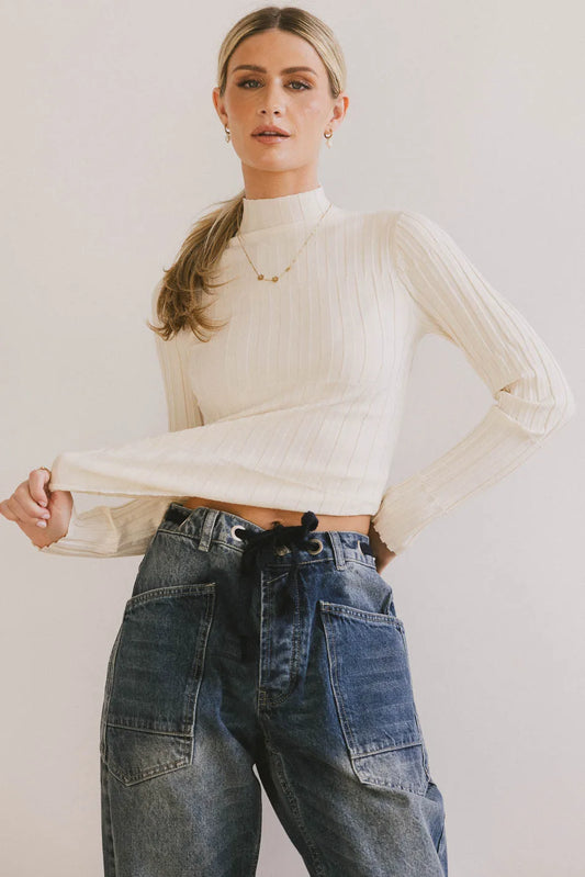 Winnie Ribbed Top in Cream FINAL SALE