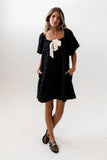 Minnie Textured Baby Doll Dress in Black