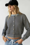 Josy Button Front Cardigan in Dusty Blue