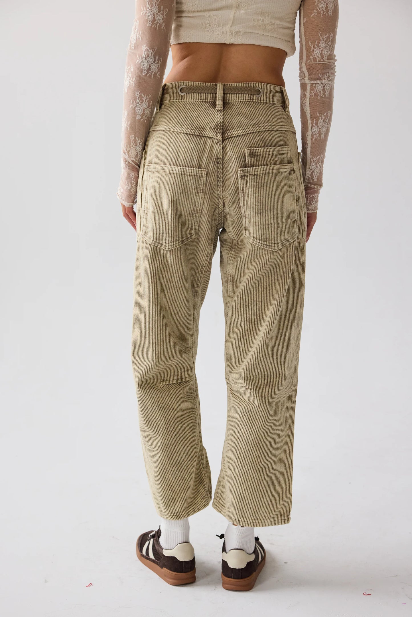 Dana Corduroy Barrel Pants in Olive FINAL SALE