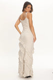 Nevaeh Polka Dot Ruffle Maxi Dress Off White
