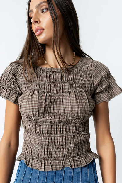 Marta Smocked Blouse in Olive