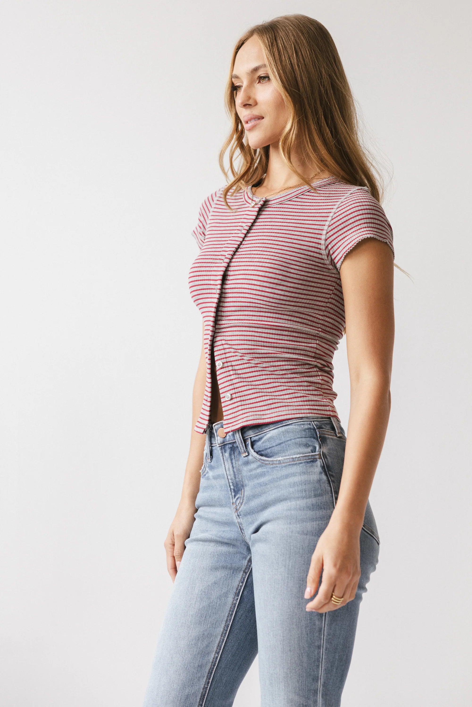 Trisha Striped Top in Red