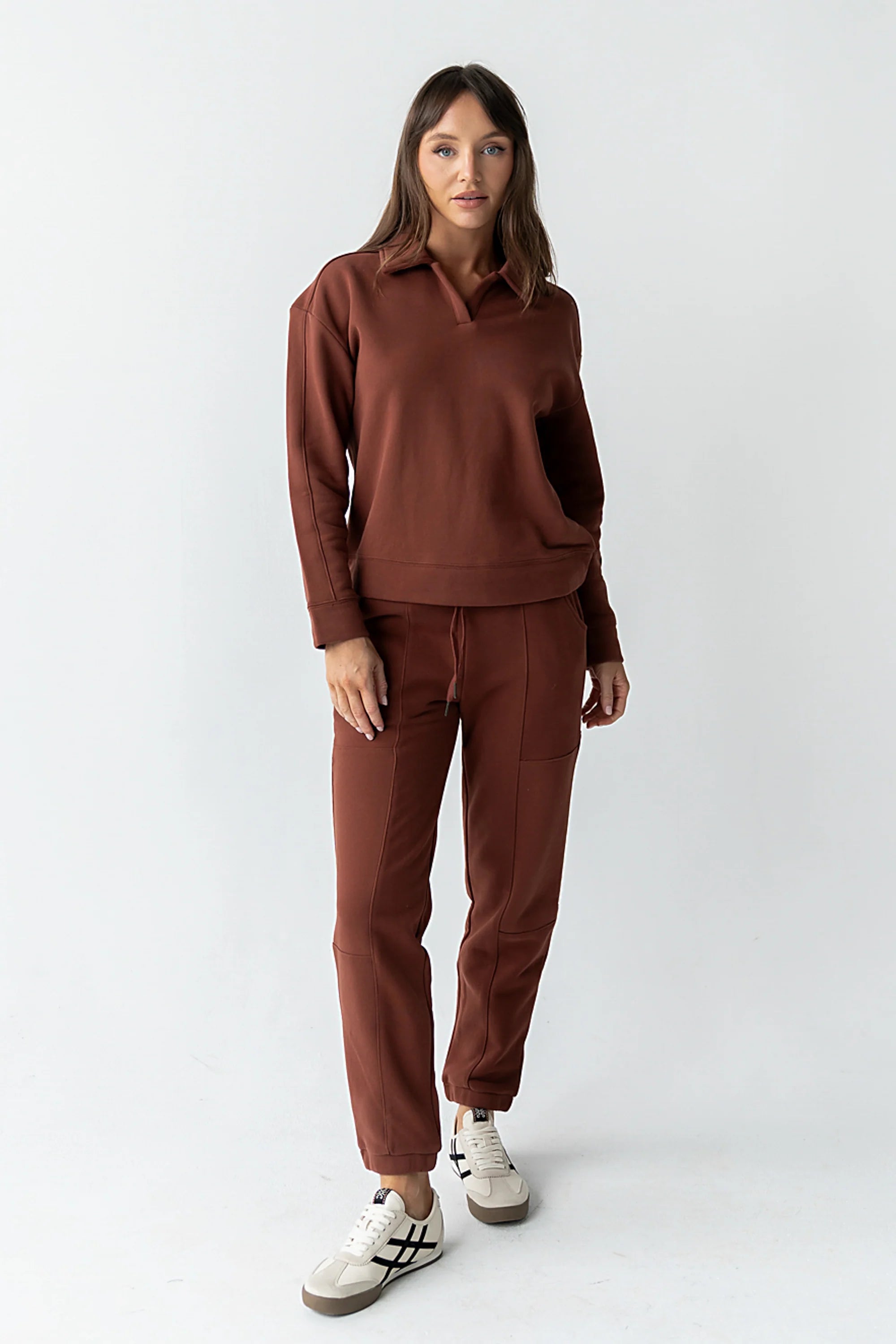 Patricia Collared Sweatshirt in Burgundy FINAL SALE