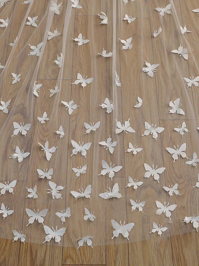 Cute Butterfly Cathedral Veil Bridal Veil Wedding Veil