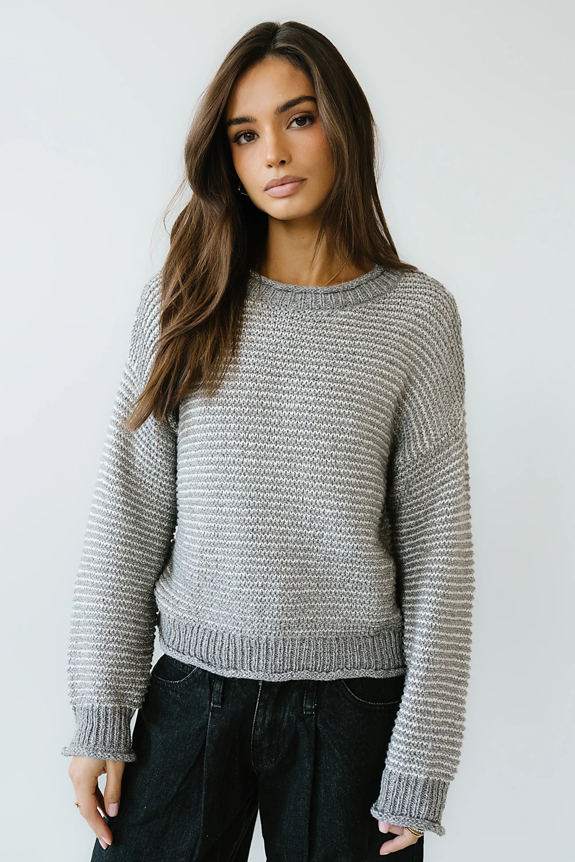 Tracey Striped Oversized Sweater in Grey FINAL SALE