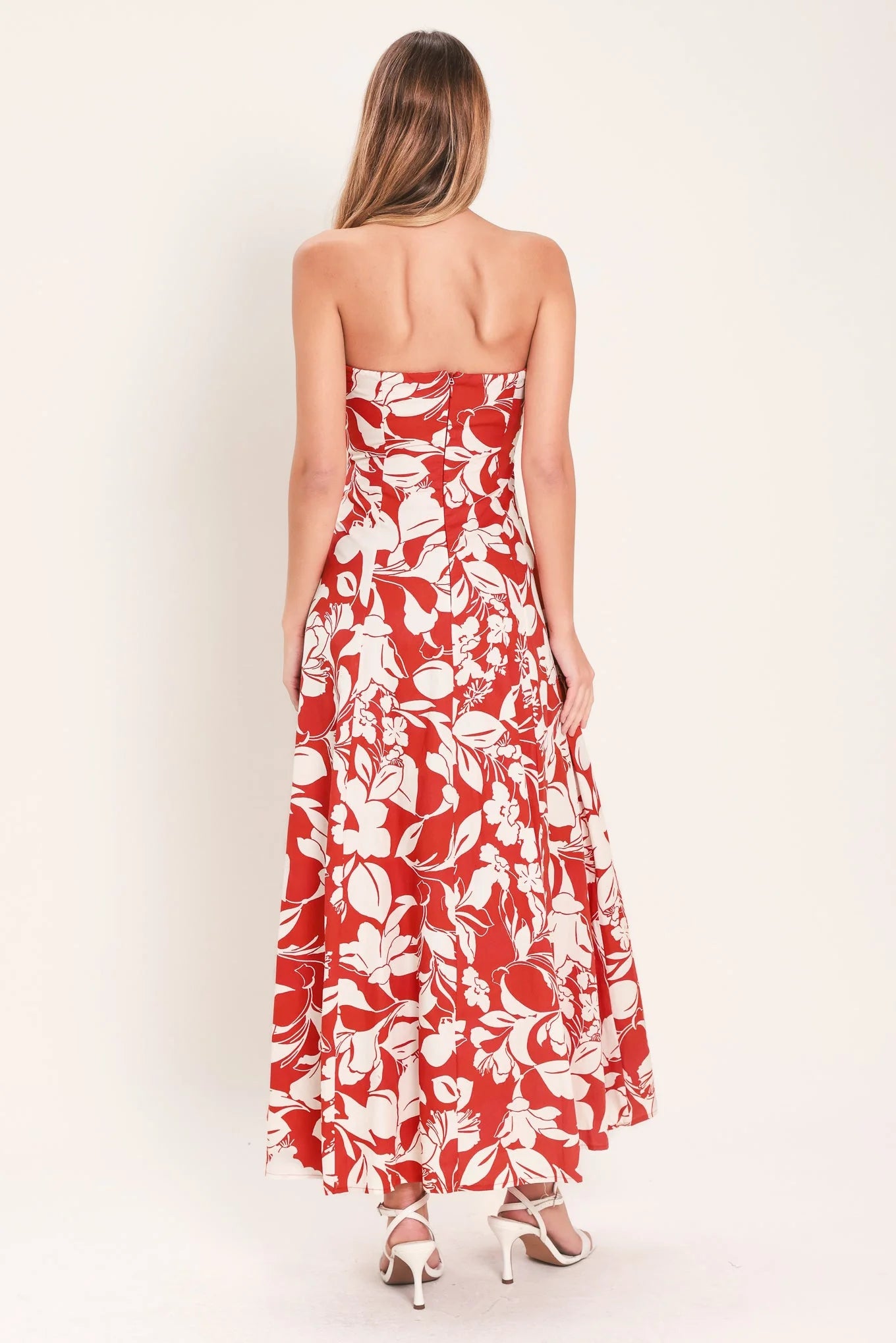 VIBRANT PETAL RED MIDI DRESS