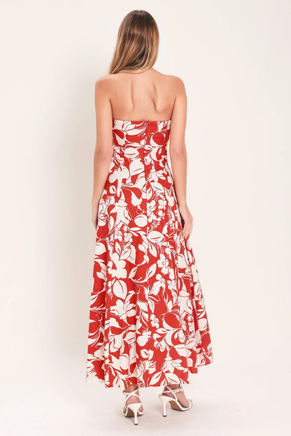 VIBRANT PETAL RED MIDI DRESS