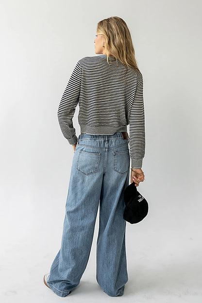 Josy Button Front Cardigan in Dusty Blue