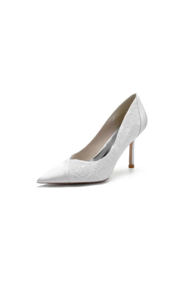 Stiletto Pointy Heels Lace Wedding Shoes