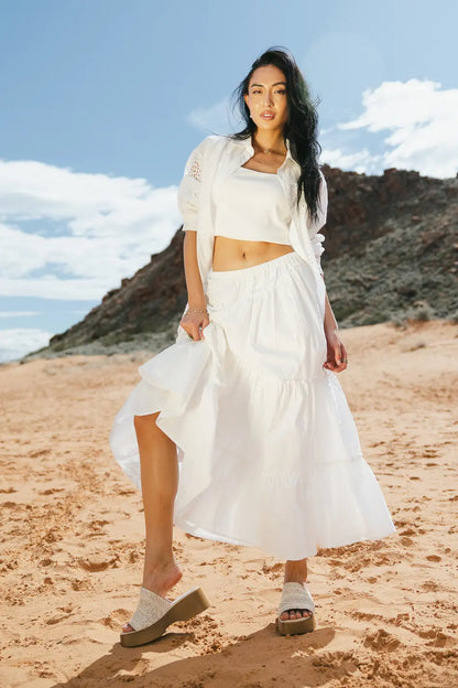 Layana Tiered Skirt in White FINAL SALE