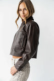 Jaymie Vegan Leather Jacket in Brown