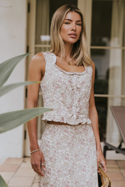 Elise Floral Ruffle Tank