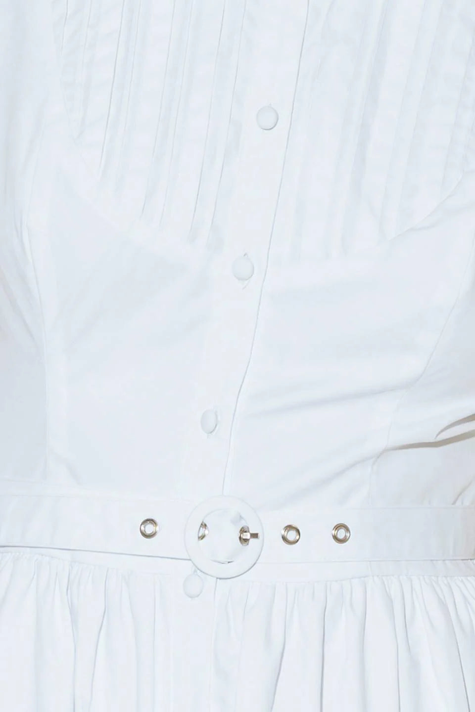 NORTH EAST MIDI White Cotton Pintuck Midi Shirt Dress