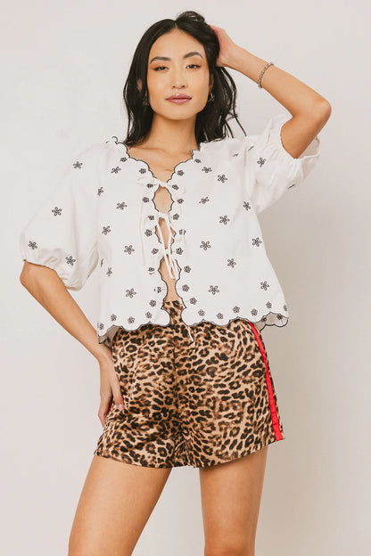 Kara Embroidered Blouse in Off White FINAL SALE