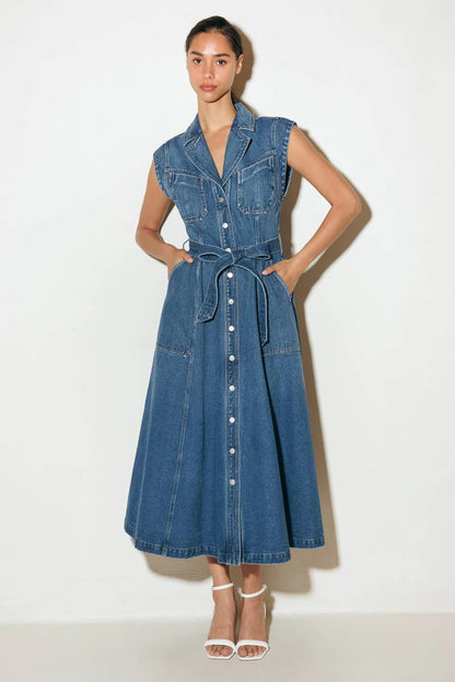 Ellery Washed Denim Midi Shirt Dress FINAL SALE