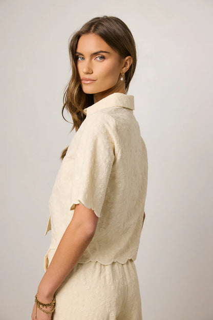Perrie Floral Button Up in Cream FINAL SALE
