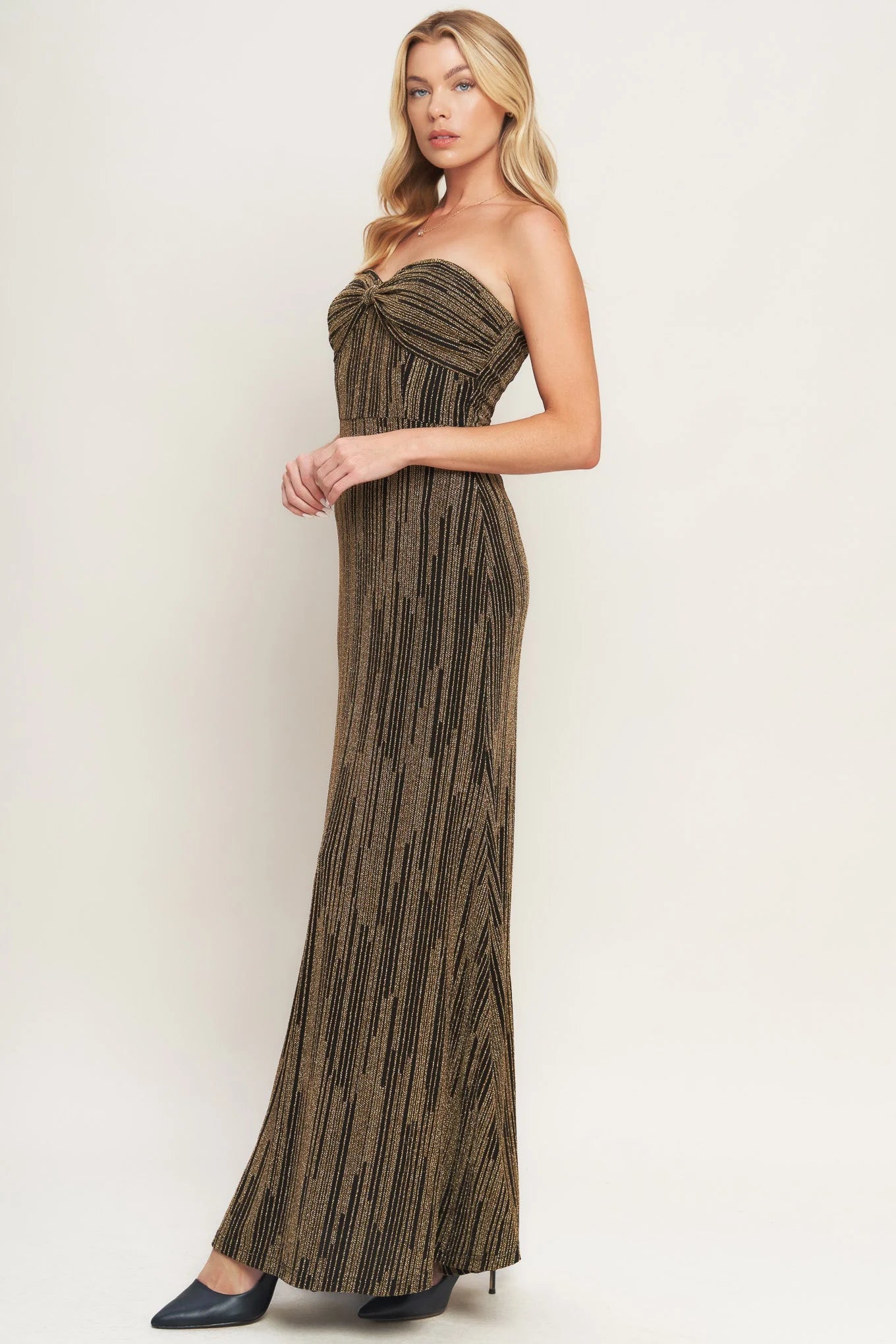 SACRED PROMISES METALLIC MAXI DRESS
