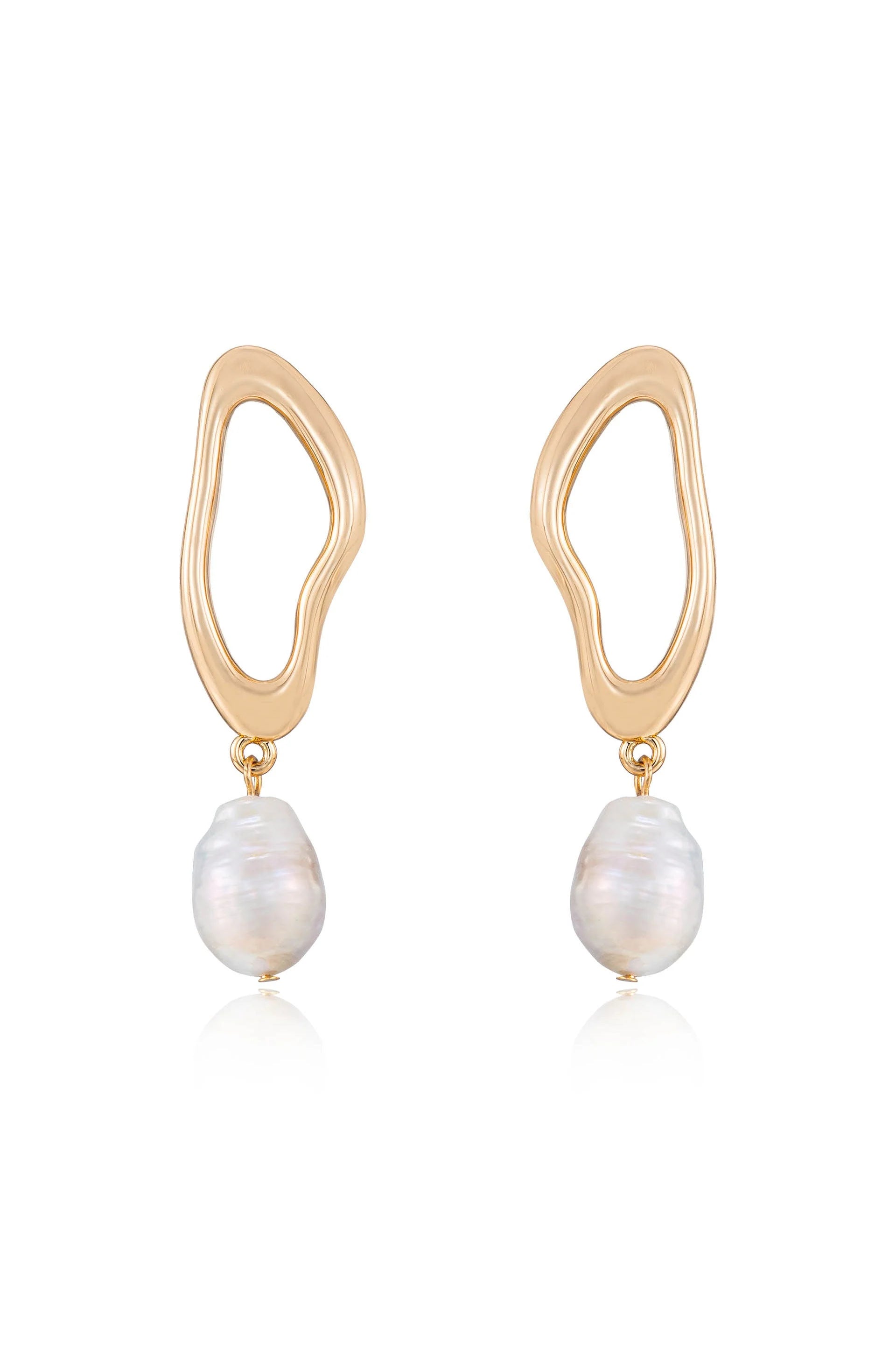 Open Circle Freshwater Pearl Earrings