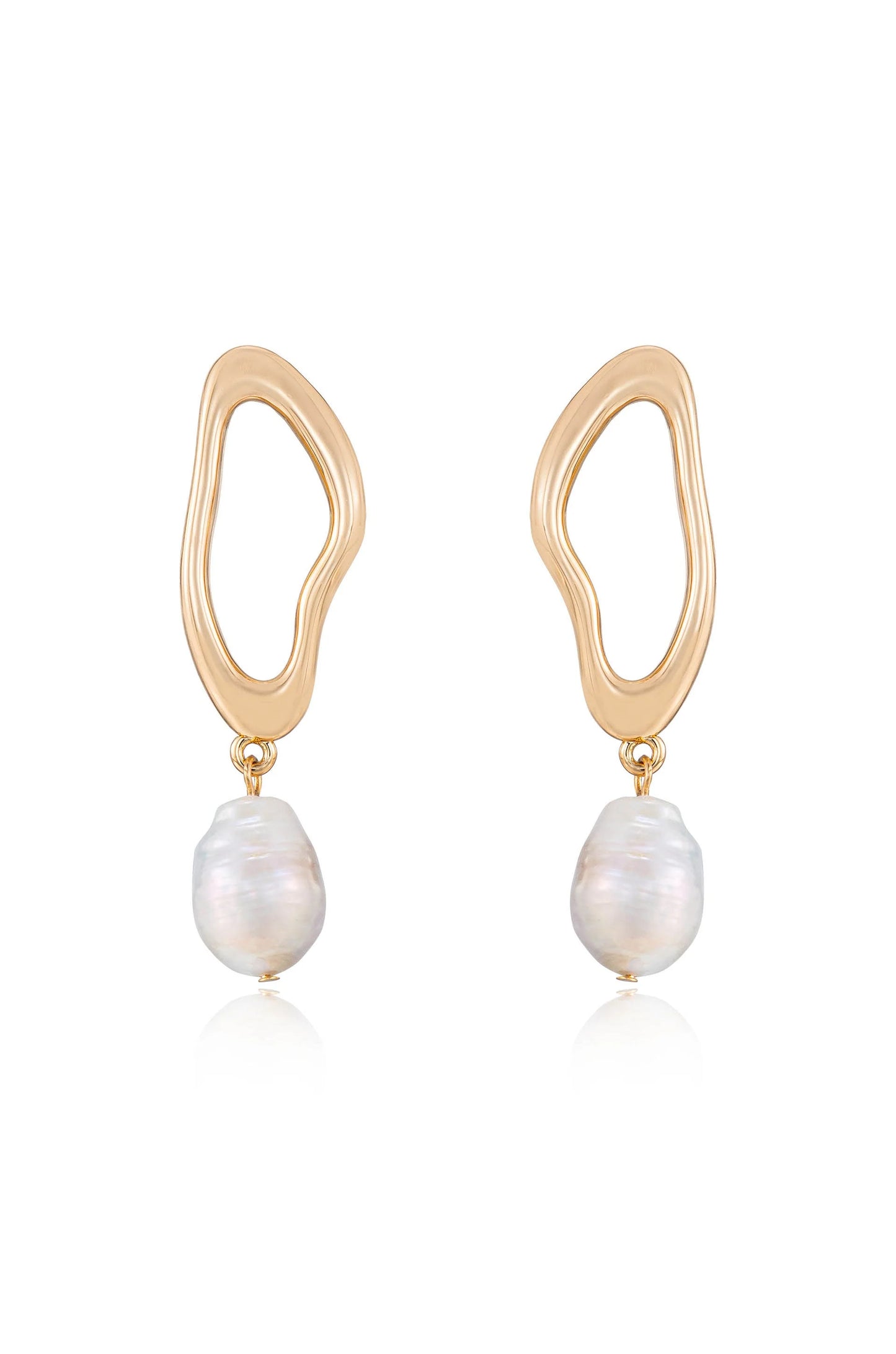 Open Circle Freshwater Pearl Earrings